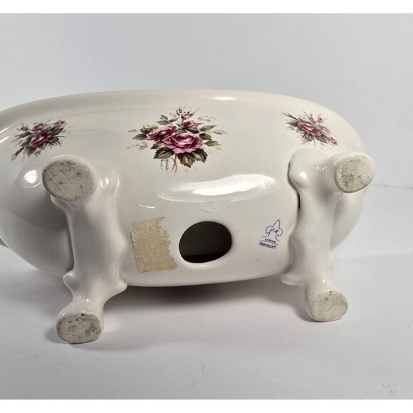 Vintage VB Athena Claw Foot Tub Roses Soap Dish Porcelain 9" Bathroom Decor USA - Picture 9 of 10